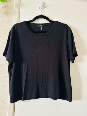STATE  Short Sleeve Black Ribbed Tee Top Size Large